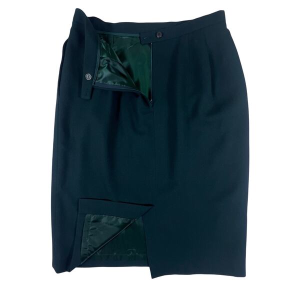 Vintage Christian Dior Wool Suit Set 14 (M/8) Forest Green Blazer Skirt USA Made - Picture 8 of 16